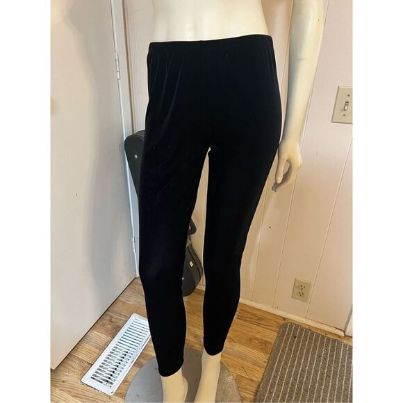 Eileen Fisher Black Velvet Leggings Perfect Fall Wardrobe Essential! High Waist - Picture 4 of 8